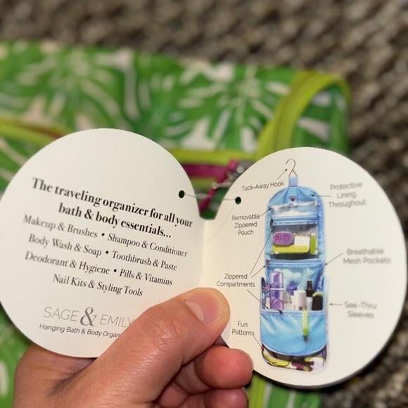 HANGING BATH AND BODY ORGANIZER NWT GREEN/PINK - Picture 6 of 12